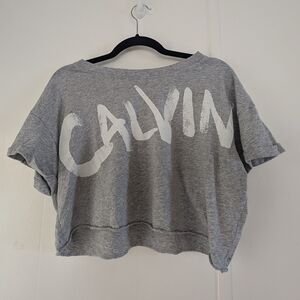 🎀$5 Calvin Klein Performance Gray Boxy Crop T-Shirt